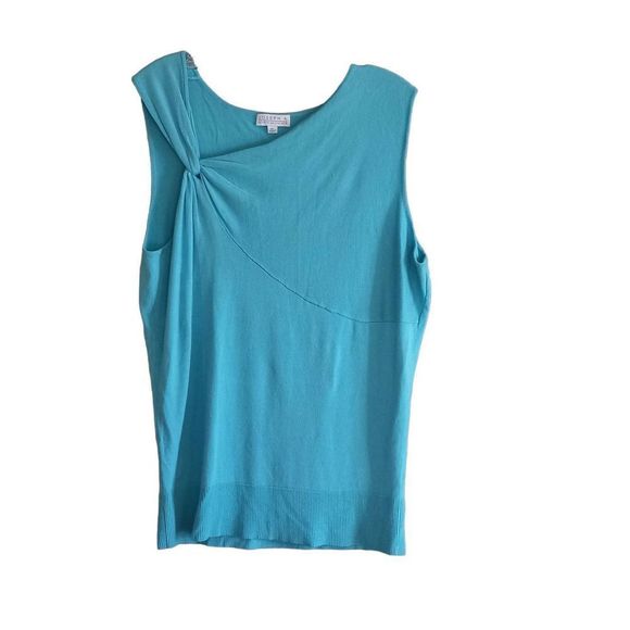 Joseph A Asymmetric Sleeveless Knitted Top In Ocean Blue Size XL - Picture 1 of 7